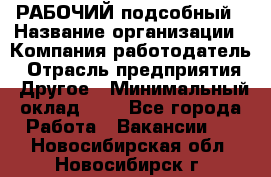 РАБОЧИЙ подсобный › Название организации ­ Компания-работодатель › Отрасль предприятия ­ Другое › Минимальный оклад ­ 1 - Все города Работа » Вакансии   . Новосибирская обл.,Новосибирск г.